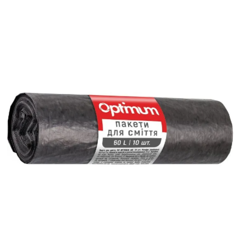 Пакети для сміття PRO Service Optimum LD,60х70 см, 60 л, 10 шт., чёрные